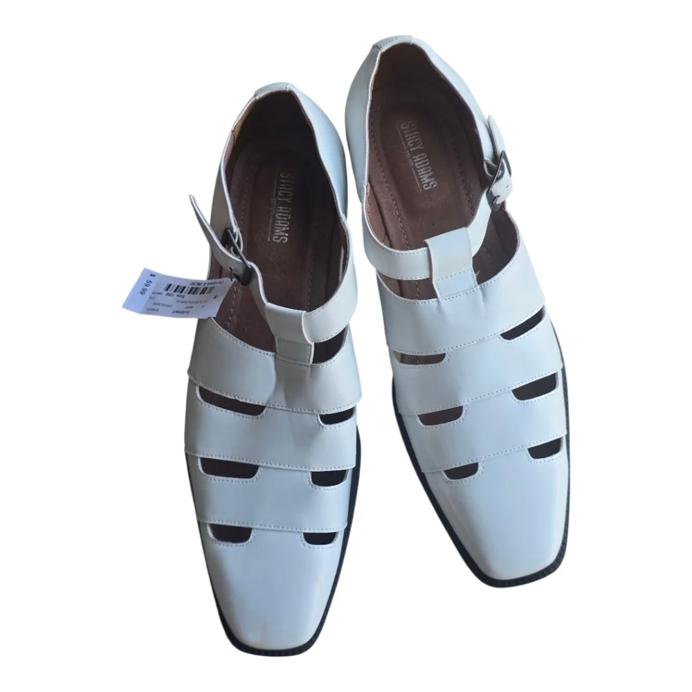 Stacy Adams Leather Sandals Sz 13M Calderon White City Men's New - Picture 3 of 15